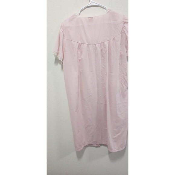 Barbizon Pink Lace Trim Nightgown Short Sleeve Vintage Style - Medium - Picture 6 of 7